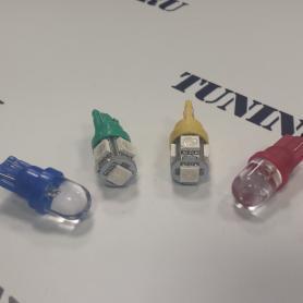 Светодиодная лампа T10 W5W (цветная) 