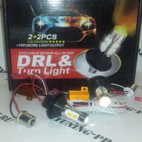 Светодиодные лампы ДХО в поворотники 2 в 1 цоколь 1156 PY21W BAU15S 20 LED
